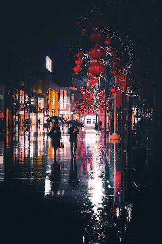 People in rain