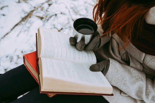 Reading in the snow